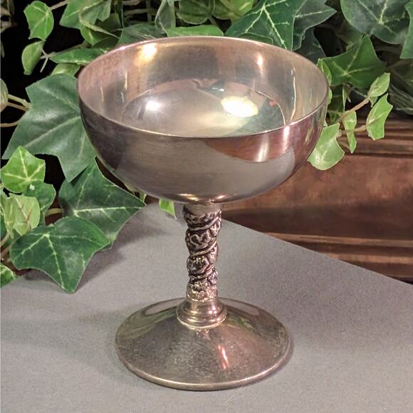 8 Vintage Silver Plated Twisted Vine Stem Champagne Coupe Goblets Valero Spain - Picture 4 of 8